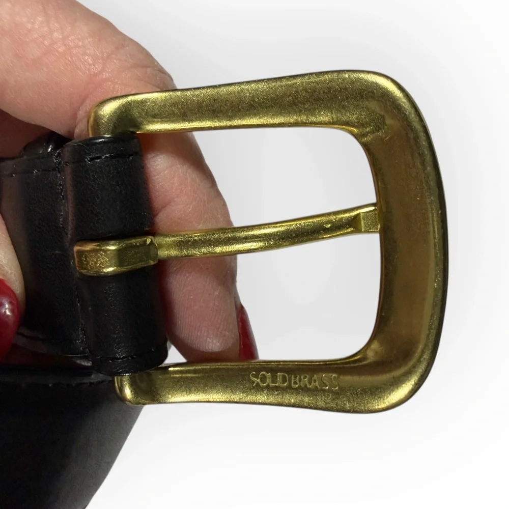 Big Men’s Sleek Black‎ Belt with Solid Brass Buckle